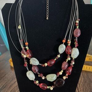 Ladies Elegant Vintage Multicolor Beaded Necklace with layered look